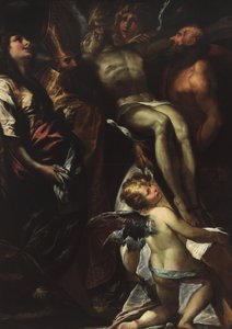 The Lowering of the Cross with Saints Mary Magdalene, Augustine, Jerome and Angels
