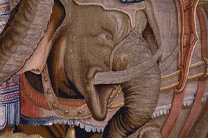 Flemish tapestry. Series The Acts of Scipio: The battle at Zama. Cartoonist Giulio Romano. Atelier of Balthasar van Vlierden (?), Brussels. 1523-1532. (detail)