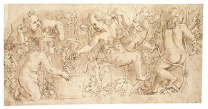 Putti Picking Grapes: Design for a Frieze