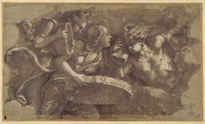 The Vestal Tuccia with the sieve by Giulio Romano