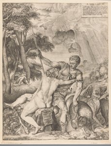 Venus and Adonis by Giulio Sanuto