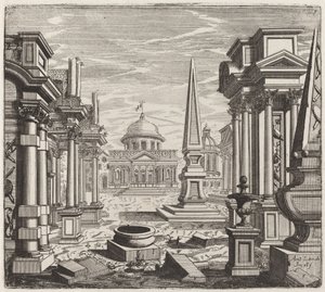 Architectural Fantasy with Obelisks, Ruins, and a Piazza
