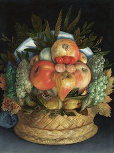 Reversible anthropomorphic portrait of a man composed of fruit