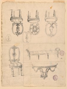 Chairs and Architectural Sketches by Giuseppe Barberi