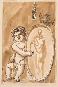 Seated Putto with Medallion by Giuseppe Barberi