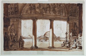 Sepulchral Chapel Seen through a Colonnade by Giuseppe Barberi