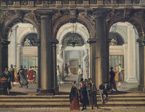 Entrance to Marciana Library in Venice by Giuseppe Bernardino Bison