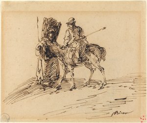 Horseman with Peasant by Giuseppe Bernardino Bison