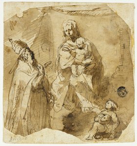Madonna and Child with Infant John the Baptist and Ecclesiastic Saint by Giuseppe Bernardino Bison