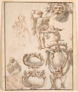 Sheet with Sketches by Giuseppe Bernardino Bison
