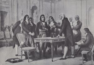 Alessandro Volta demonstrating his battery to Napoleon, First Consul of France, 1801 by Giuseppe Bertini