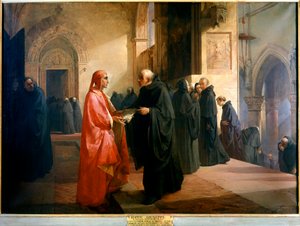 Dante Alighieri Presents to Brother Ilario a Notebook Containing Part of the Divine Comedy