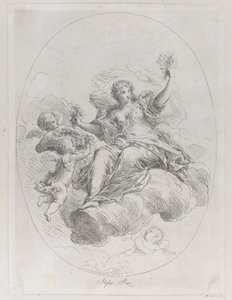 Allegorical figure on a cloud with putti, after Stefano Pozzi by Giuseppe Canale