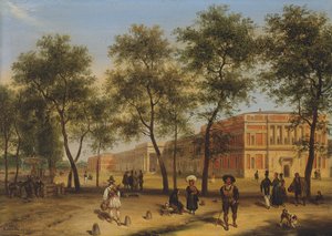 Presumed view of the Paseo del Prado with the Prado Museum, Madrid