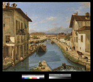 View of Naviglio Canal from the San Marco Bridge in Milan