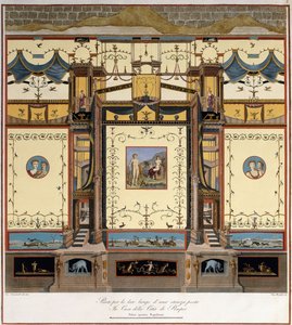 A length of long wall in a room in a house in Pompei by Giuseppe Chiantarelli