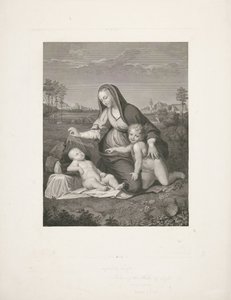 Mary with Child and Young John the Baptist in a Landscape (Madonna del Velo) by Giuseppe Longhi