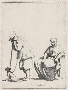 Standing Peasant with a Dog and a Seated Woman by Giuseppe Maria Crespi