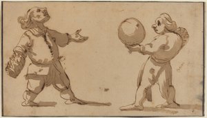A Caricature with Ball Players by Giuseppe Maria Mitelli