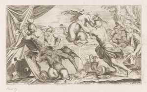 Aeneas and His Companions Fighting the Harpies (series title: The Wanderings of Aeneas) by Giuseppe Maria Mitelli