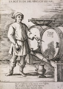 Barrel giving wine that contains, Proverb by Giuseppe Maria Mitelli