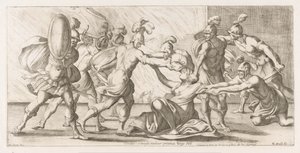 Greeks Dragging Cassandra from the Temple (Wanderings of Aeneas) by Giuseppe Maria Mitelli