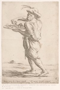 Street Vendor of Chicken Heads and Livers (series title: Street Vendors in Bologna) by Giuseppe Maria Mitelli
