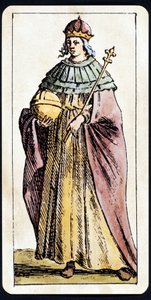 The Papesse Jeanne depicted on a game of Tarot manuscript by C.M. Mitelli