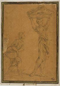 Two Boys Carrying Baskets by Giuseppe Maria Mitelli
