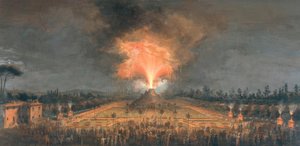 Night Festival with Fire-Breathing Volcano in the Cascine in Florence in Honor of Grand Duke Ferdinand III