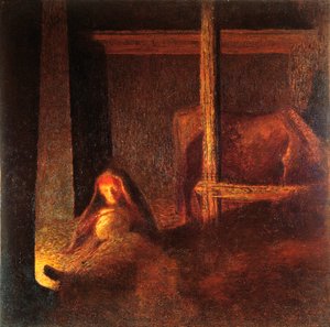 The old woman in the barn by Giuseppe Pellizza da Volpedo
