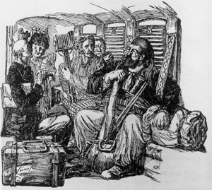 Tartarin in a carriage for Tartarin on the Alps by Alphonse Daudet, Milan by Giuseppe Porcheddu