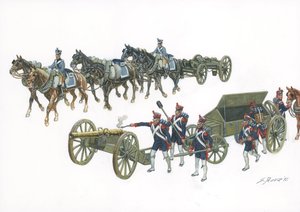 First empire: the Gribeauval artillery system by Jean Baptiste de Gribeauval (1715-1789) who reorganized the artillery under Louis XV - Illustration by Giuseppe Rava by Giuseppe Rava