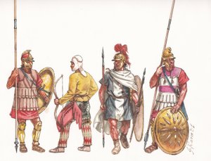 Macedonian army phalangitis pikeman archer and Persian Mercenary by Giuseppe Rava