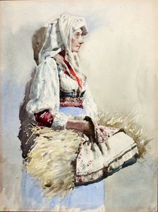 Italian Peasant Woman by Giuseppe Signorini