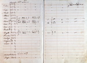 Double Page of Original Musical Score of Macbeth Opera by Giuseppe Verdi by Giuseppe Verdi