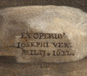 Signature of the Artist, Nativity (detail), 1622 by Giuseppe Vermiglio