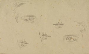Studies of Eyes and Mouths, Page from a Sketchbook by Glyn Warren Philpot