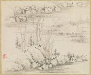 Landscapes and trees by Gong Xian