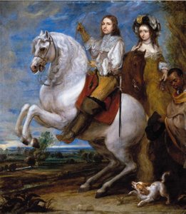 Equestrian Portrait of an Elegant Couple with Their Blackmoor Servant