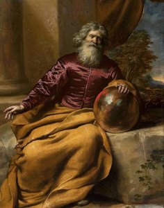 Old man with a sphere (Archimedes?)