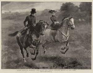 Happy Days at Windsor, the Queen and Prince Consort riding in the Park by Gordon Frederick Browne