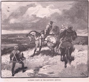 Hawking party in the eleventh century by Gordon Frederick Browne