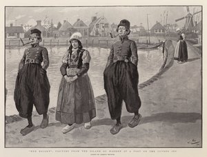 Her Escort, Visitors from the Island of Marken at a Port on the Zuyder Zee by Gordon Frederick Browne