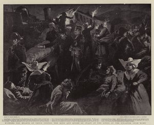 Winning the Hearts of Their People, the King and Queen of Italy at the Scene of the Disaster Near Rome by Gordon Frederick Browne
