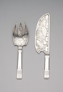 Fish slice and fork, c.1870-80 by Gorham Manufacturing Company