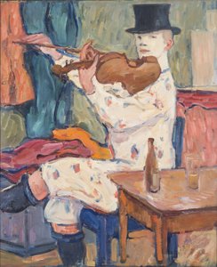 A Clown Playing the Violin