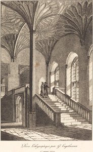 Man and Woman Descending Staircase by Gottfried Engelmann