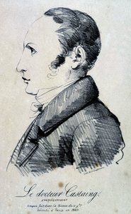 Portrait of Dr. Castaing, poisoner. He used morphine salt, hydrochloride to kill his friend Hippolyte Ballet in 1823. It was executed in Paris in 1824. Lithograph by Engelmann from a sketch made in the November 11 session