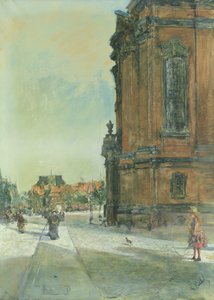 Street Scene near St. Michaels Church in Hamburg by Gotthardt Johann Kuehl